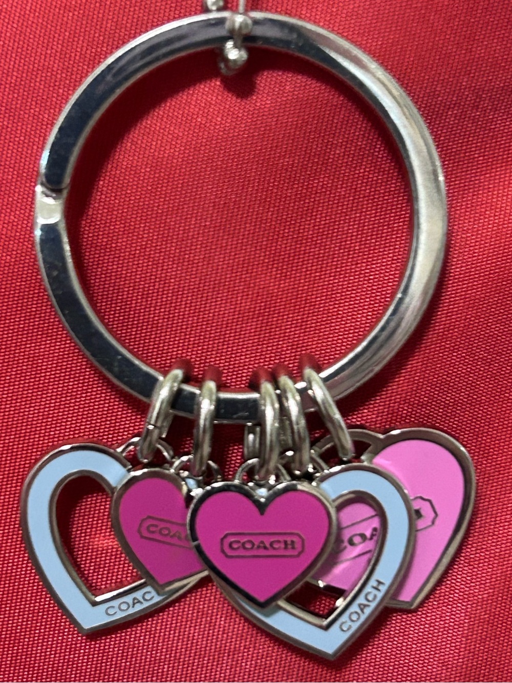 COACH Hearts Key Ring/ Bag Charm Pink - Picture 5 of 5